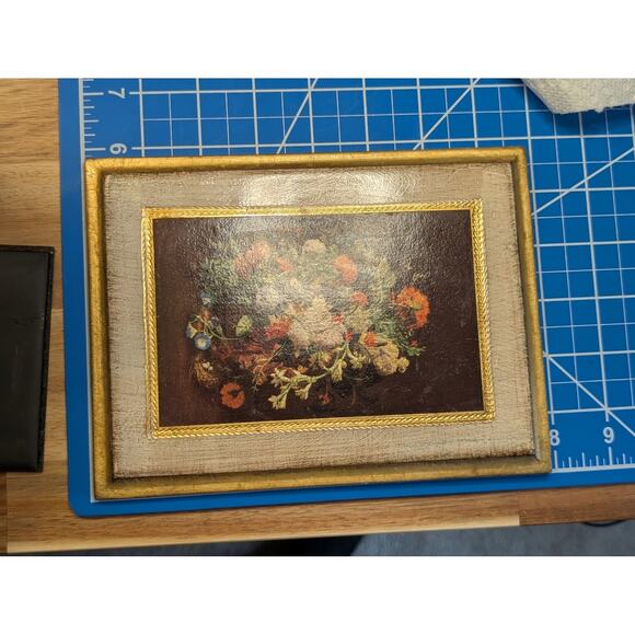 Bouquet at a Column Print by Jan van Huysum Antique/Vintage Wooden Wall Plaque - Picture 6 of 7